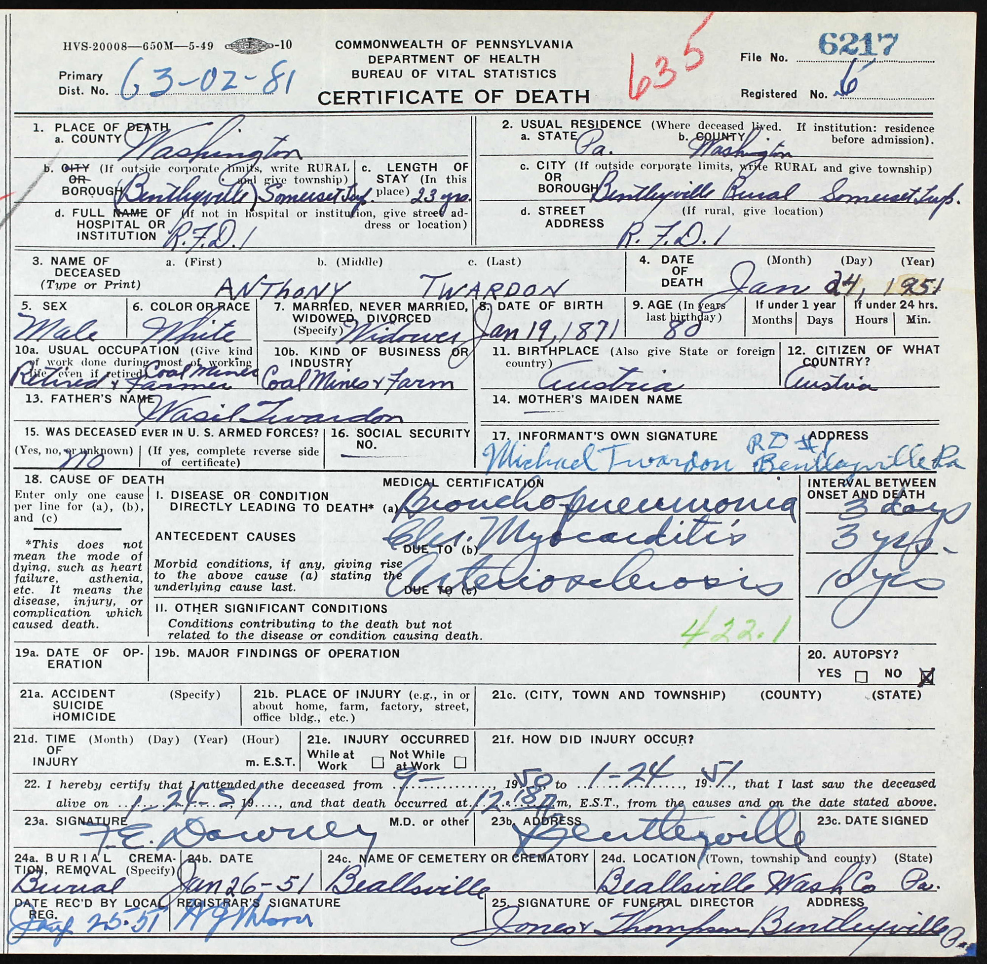 death certificate